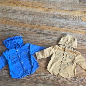 Blue and Tan Hooded Baby Jackets